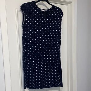 Dex Navy Polka Dot Sleeveless Shift Dress